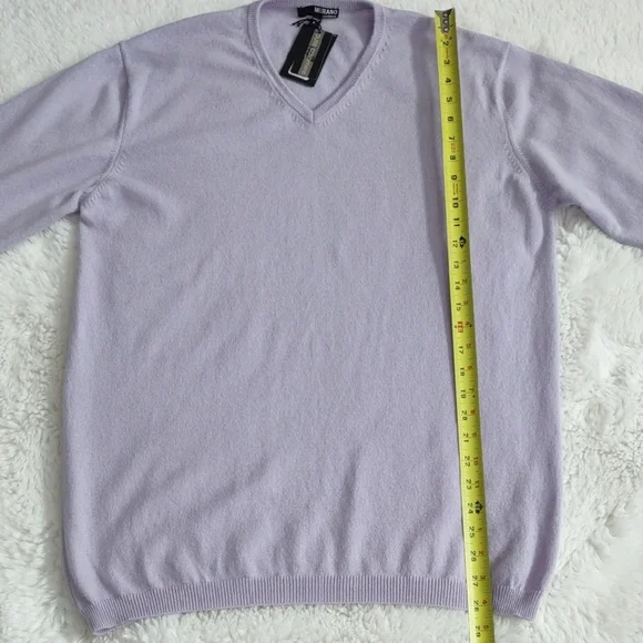 MURANO CASHMERE Men's Lavender V-Neck Sweater - Picture 13 of 17